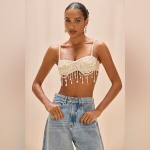 PatBO X CAMILA COELHO PEARL DUST EMBROIDERY BRA TOP